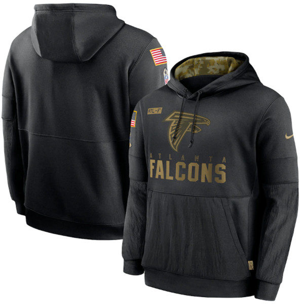 Men's Atlanta Falcons Black NFL 2020 Salute To Service Sideline Performance Pullover Hoodie